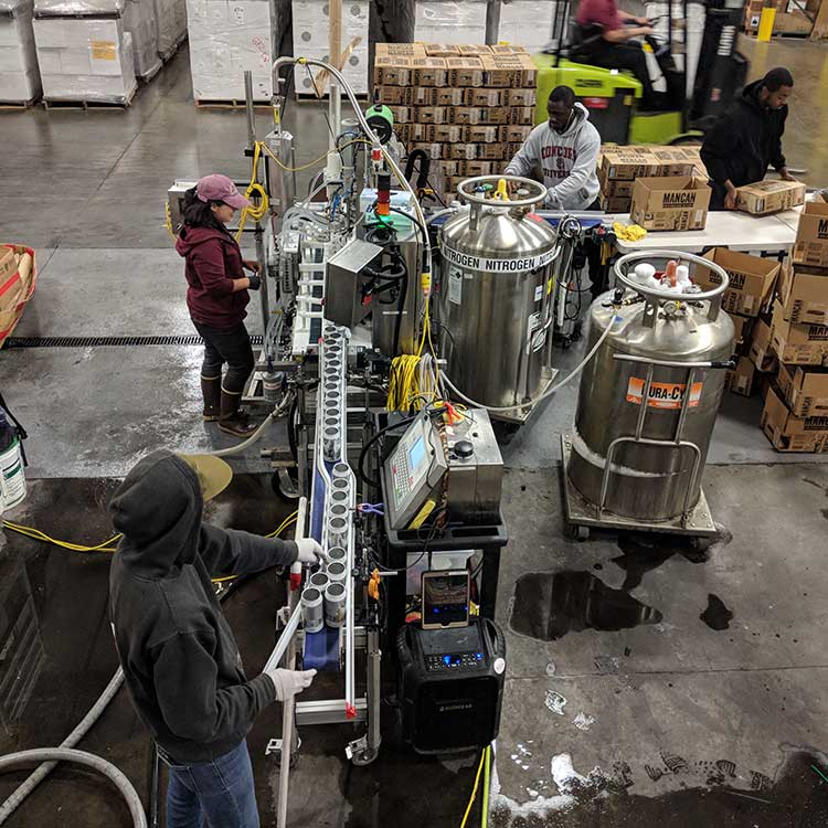 Top view of the canning operation at a customer location